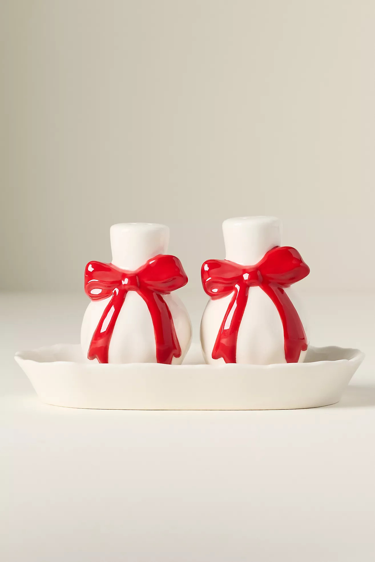 Benedita Stoneware Bow Salt & Pepper Shakers | Anthropologie (US)