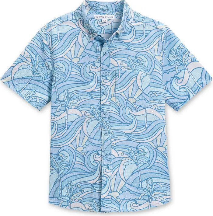 Vintage Summer Kids' Palm Seersucker Short Sleeve Button-Up Shirt | Nordstromrack | Nordstrom Rack