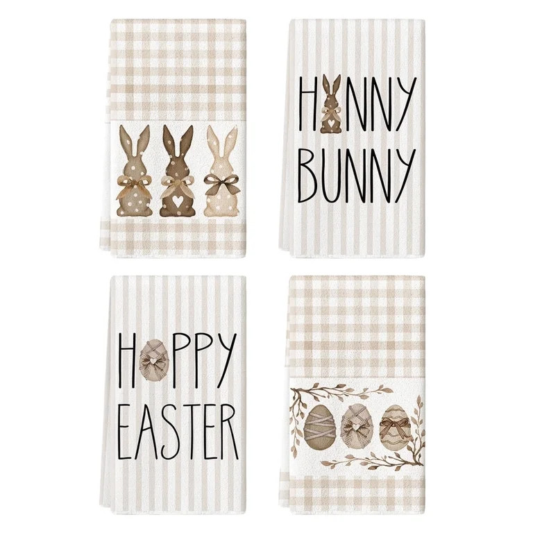 Sm:)e Eggs Hunny Bunny Happy Easter Kitchen Dish Towels 18x26 Inch Set of 4 Buffalo Plaid | Walmart (US)