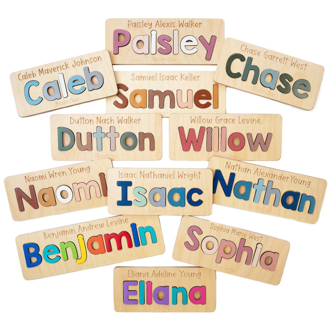 Wooden Name Puzzle, Upper and Lowercase, Easter Gifts for Kids, Name Puzzles for Toddlers and Bab... | Etsy (US)