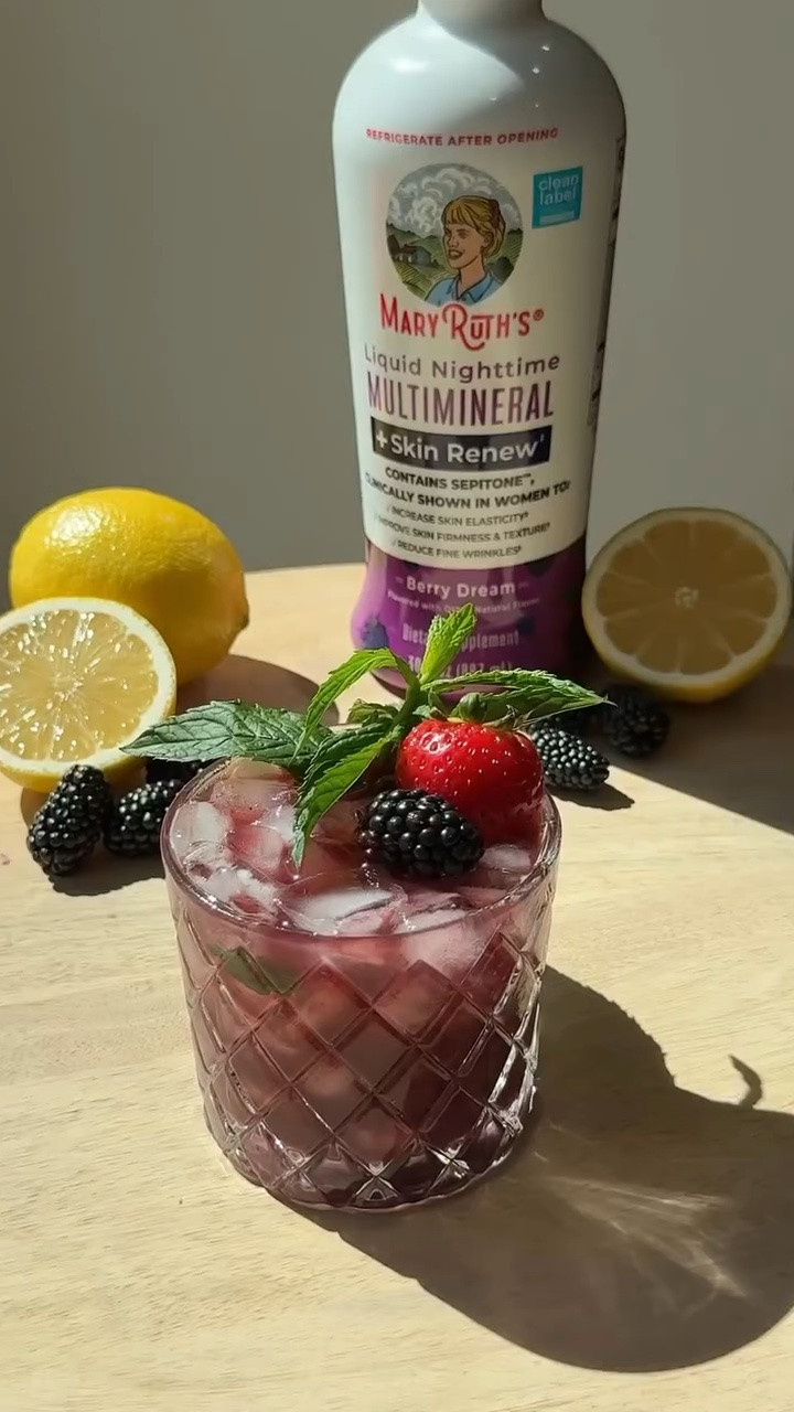 Let’s make a Sleepy Girl Mocktail!

I added MaryRuth’s Liquid Nighttime Multimineral + Skin Renew in Berry Dream to my Sleepy Girl Mocktail. It’s a liquid multivitamin formulated to support overall wellness with essential vitamins and minerals. Because glowing hair, skin, and nails start with what you put in your body, not just on it.

Ingredients
•5-6 blackberries
•1/2 lemon - juiced
•1 oz tart cherry juice
•4-5 mint leaves
•1 oz Liquid Nighttime Multimineral + Skin Renew Berry Dream
•Garnish: mint, strawberry and blackberry

#maryruthspartner #mocktailgirlie #sleepygirlmocktail #mocktailrecipe