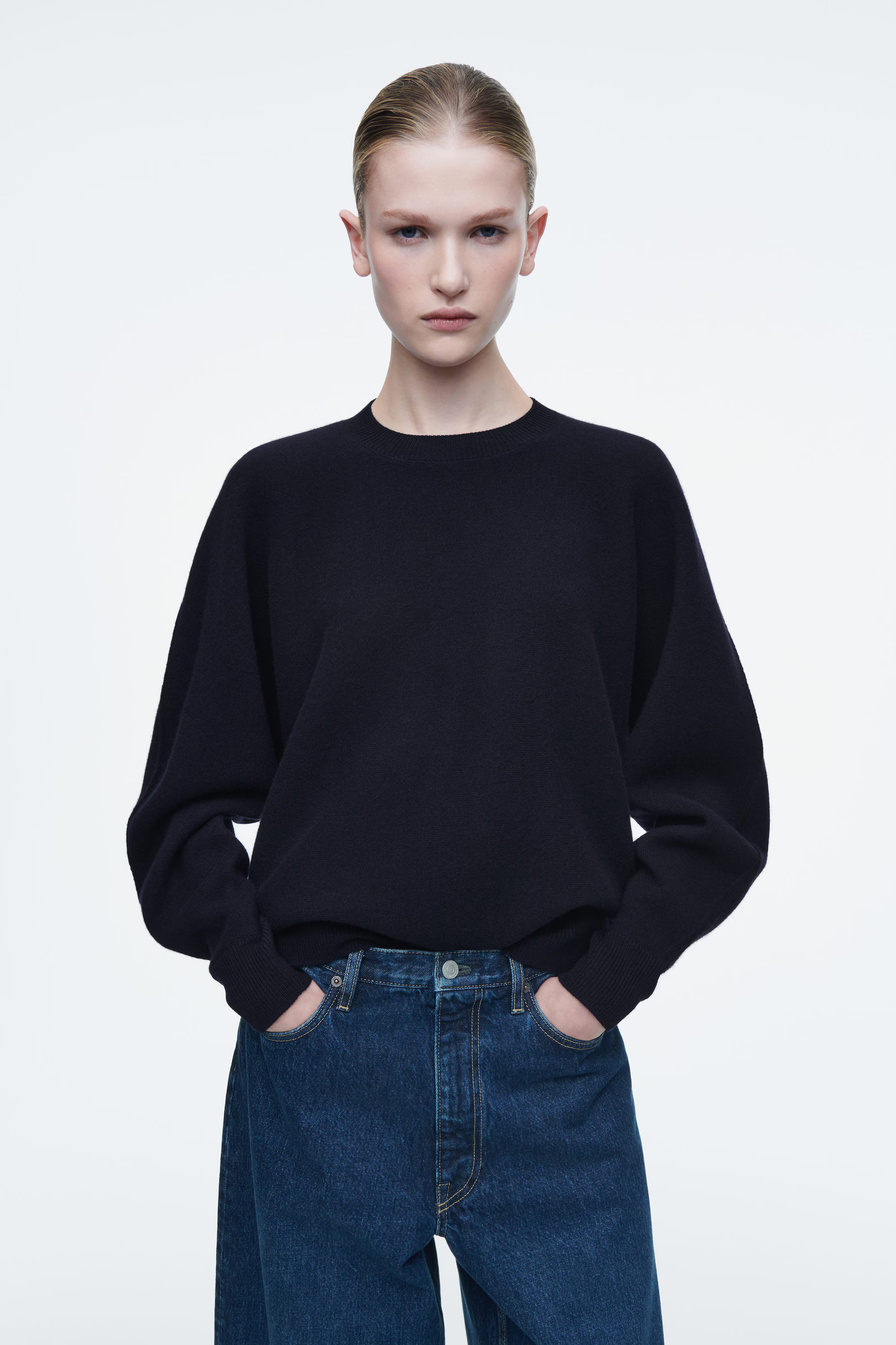 ROUNDED DOUBLE-FACED WOOL JUMPER - NAVY | COS (EU)