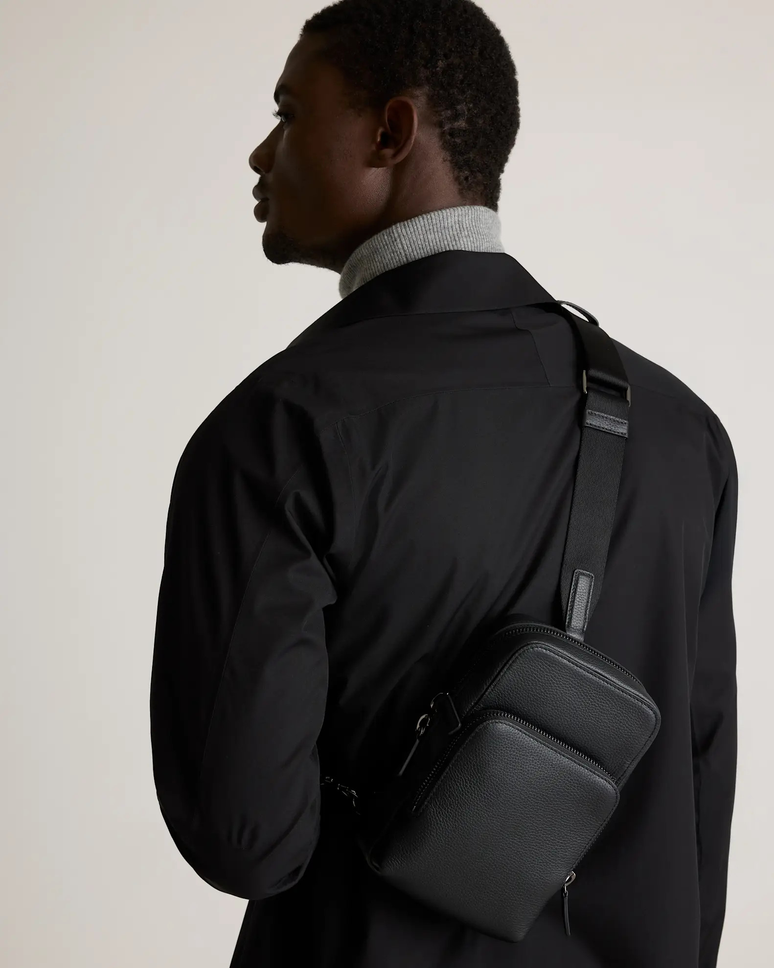 Excursion Italian Leather Sling Pack in Black | Quince