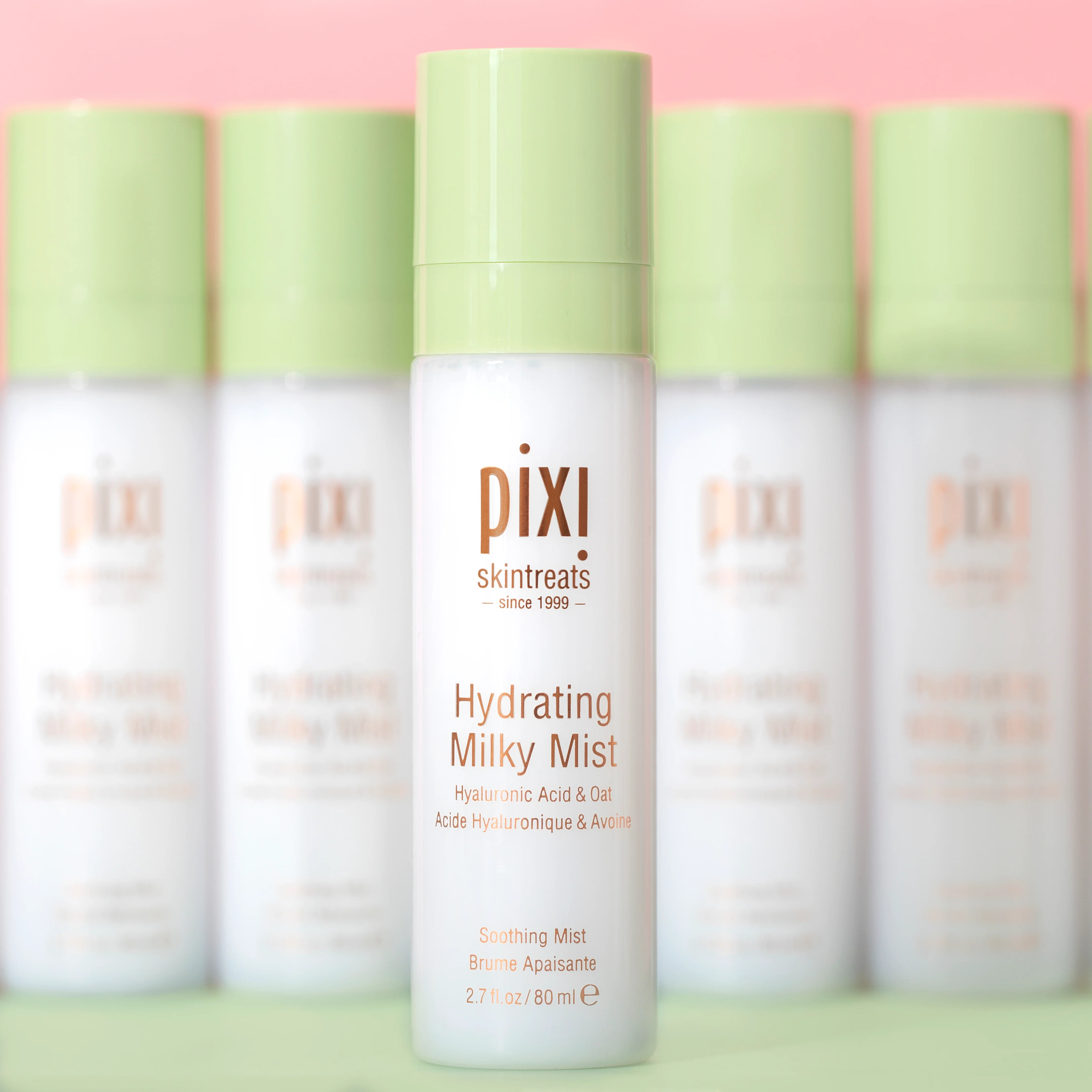 The hydrating Milky Mist is a featherlight, deeply hydrating mist that soothes dry skin with a boost of Hyaluronic Acid. Perfect as a first moisture layer before serums or makeup, or chilled for refreshing hydration anytime.  | Pixi Beauty