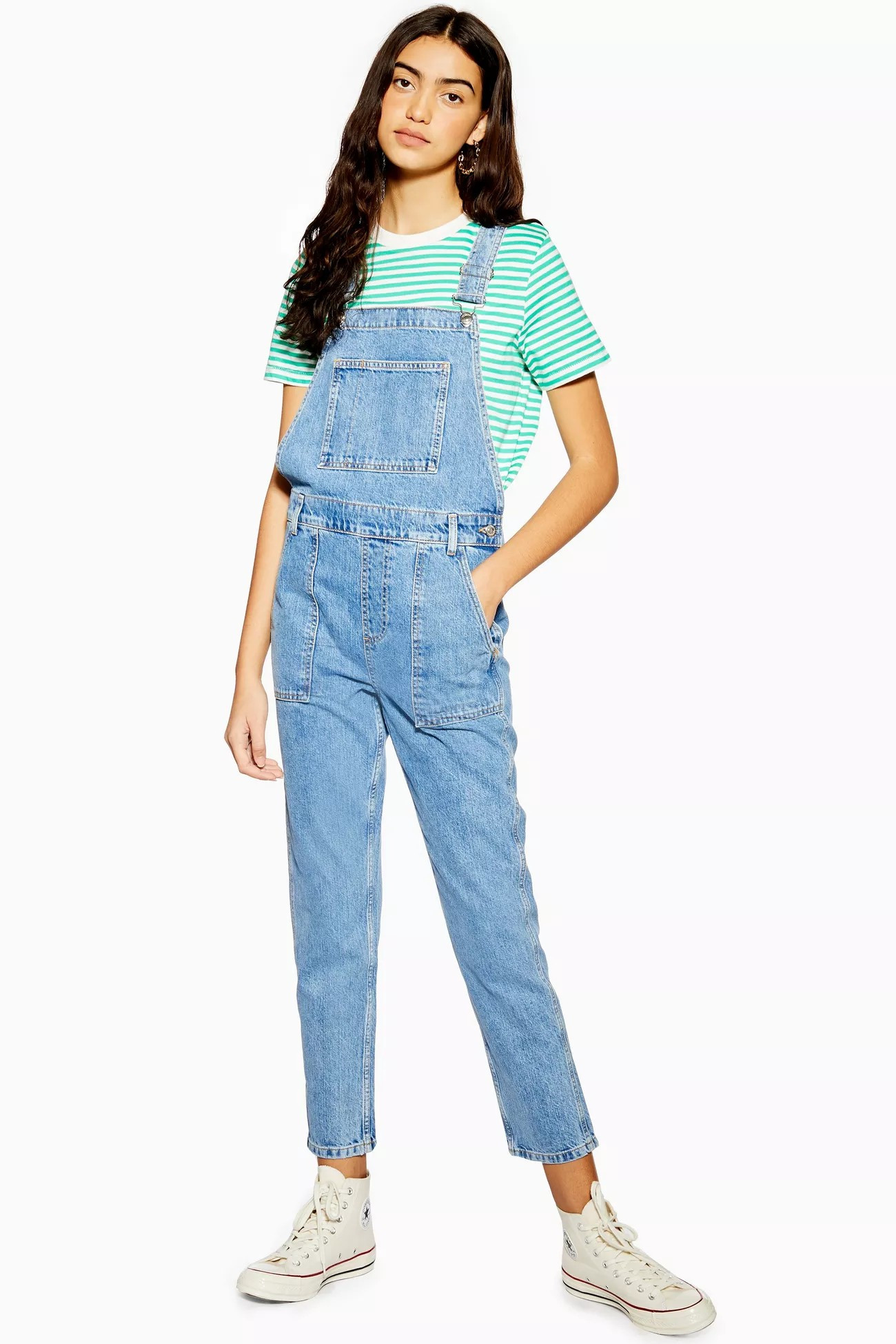 Mid Blue Pocket Denim Dungarees | Topshop UK