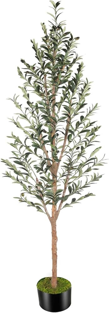OXLLXO 7ft Artificial Olive Tree (82in) Tall Fake Potted Olive Silk Tree with Planter Large Faux ... | Amazon (US)