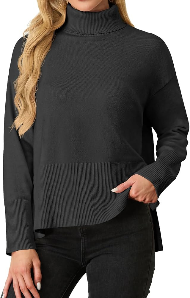 IWOLLENCE 2024 Winter Fall Turtleneck Sweater High Neck Long Sleeve Sweaters Pullover Outfit | Amazon (US)