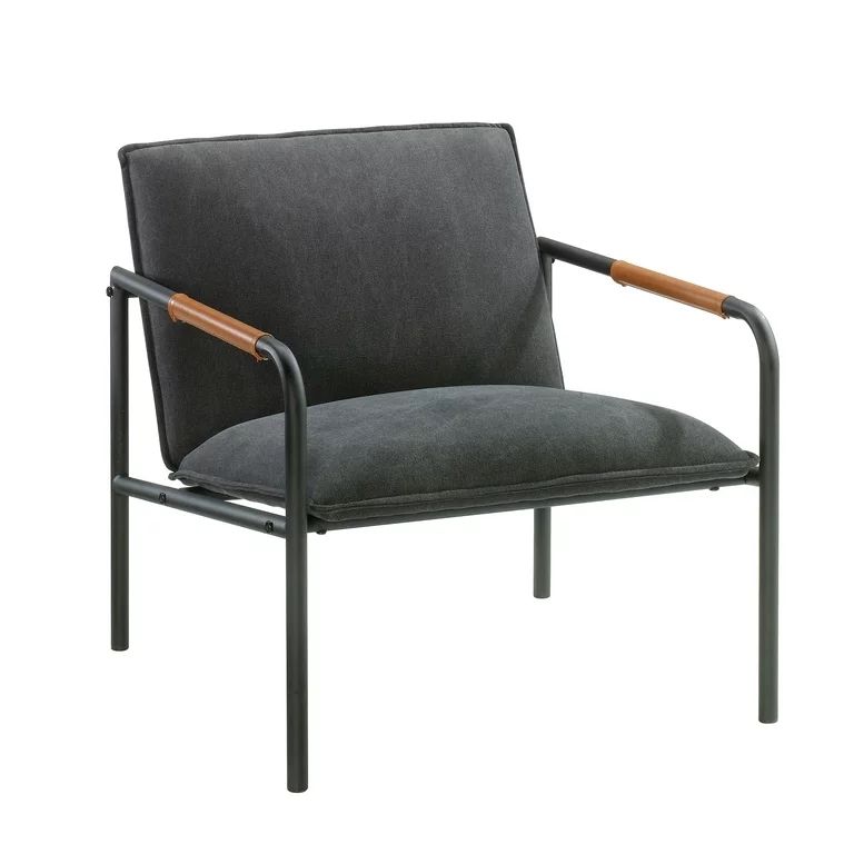 Sauder Boulevard Cafe Metal Cushioned Lounge Chair, Charcoal Gray Fabric | Walmart (US)