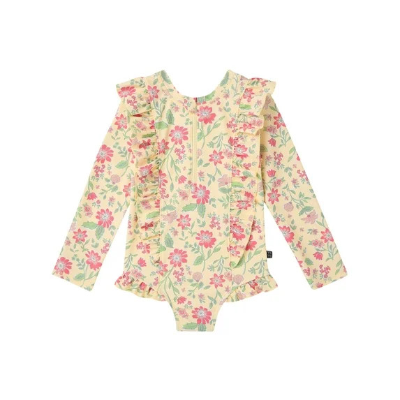 Modern Moments by Gerber Baby and Toddler Girl Rash Guard with Ruffles, Sizes 0/3M-5T | Walmart (US)