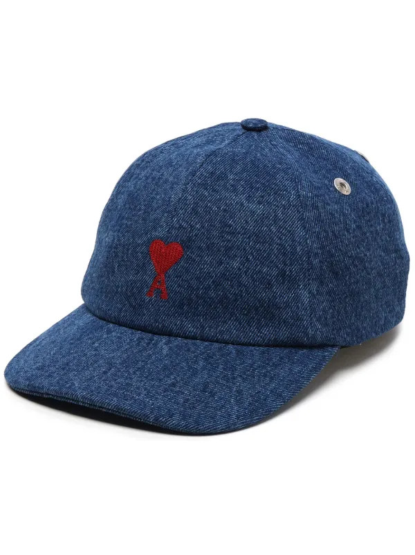 AMI Paris Ami De Coeur Denim Baseball Cap - Farfetch | Farfetch Global