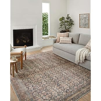 Amber Lewis x Loloi Billie Collection BIL-01 Ink / Salmon 7'-6" x 9'-6" Area Rug | Amazon (US)