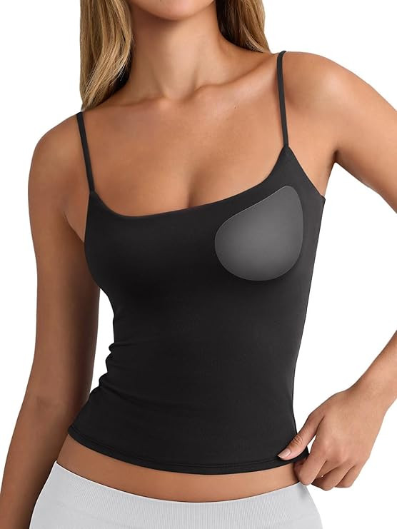 Tank Tops for Women Built in Bra Backless Basic Double Lined Summer Spaghetti Strap Sleeveless Ca... | Amazon (US)