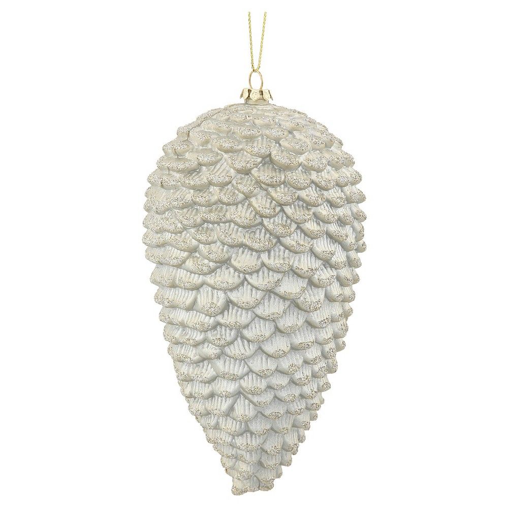 7 Champagne Matte Glitter Pinecone Christmas Ornament, Gold | Target
