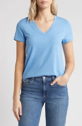 Caslon® Stretch Cotton Blend V-Neck T-Shirt | Nordstrom | Nordstrom