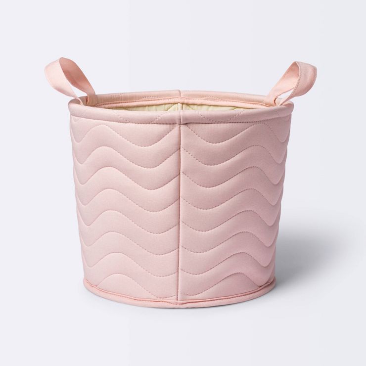 Quilted Fabric Medium Round Storage Basket - Light Pink - Cloud Island™ | Target
