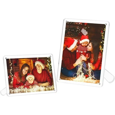 6x8 inch Acrylic Picture Frames Magnetic Clear Glass Photo Frame with Desktop Display(Gift Package) | Walmart (US)