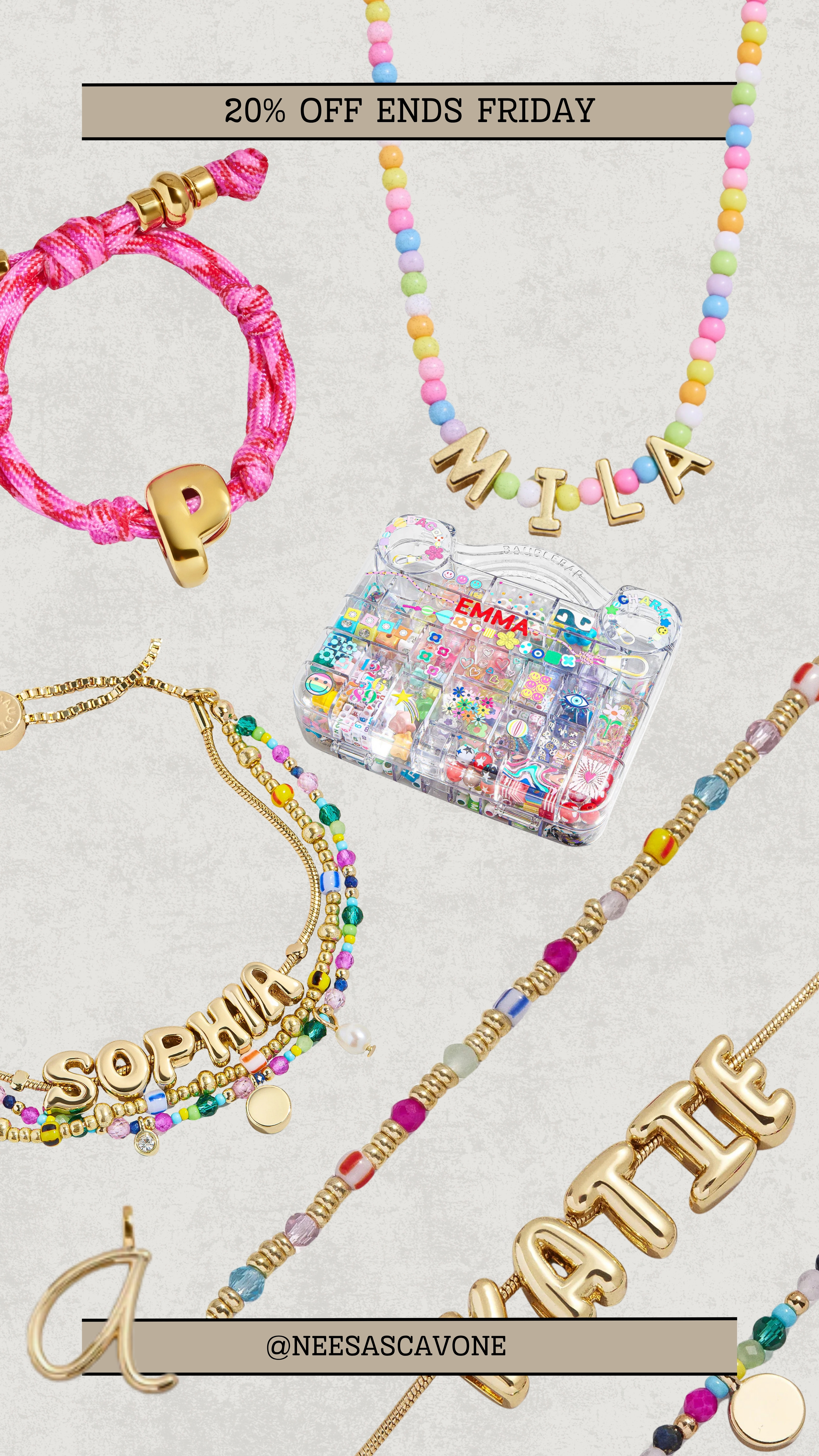 ✨ Personalized perfection! ✨
How cute are these custom name bracelets + necklaces?! 💖 Perfect for gifting or treating yourself (or your little one!). 🎀 Don’t miss 20% off — ends Friday! Shop now on my LTK before the sale’s over!

#LTKKids #LTKJewelry #LTKGiftGuide #LTKSaleAlert #PersonalizedJewelry #CustomNameBracelet #CustomNecklace #GiftIdeas #MomLife #MiniStyle #MatchingWithMyMini #JewelryAddict #ShopWithMe #AffordableJewelry #NameBracelet #BeadedJewelry 

 #LTKSaleAlert #LTKBeauty #LTKKids