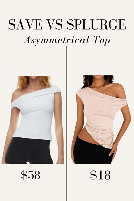 Save vs Splurge - Aritzia asymmetrical off shoulder top, Amazon top, Amazon finds, TTS wearing size small, date night top, wearing a size small  

#LTKStyleTip #LTKFindsUnder50