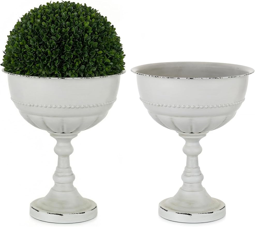 Sziqiqi Urn Planters for Outdoor Plant: 22in Metal Tall Garden Plants Pots Set of 2 with Drainage... | Amazon (US)