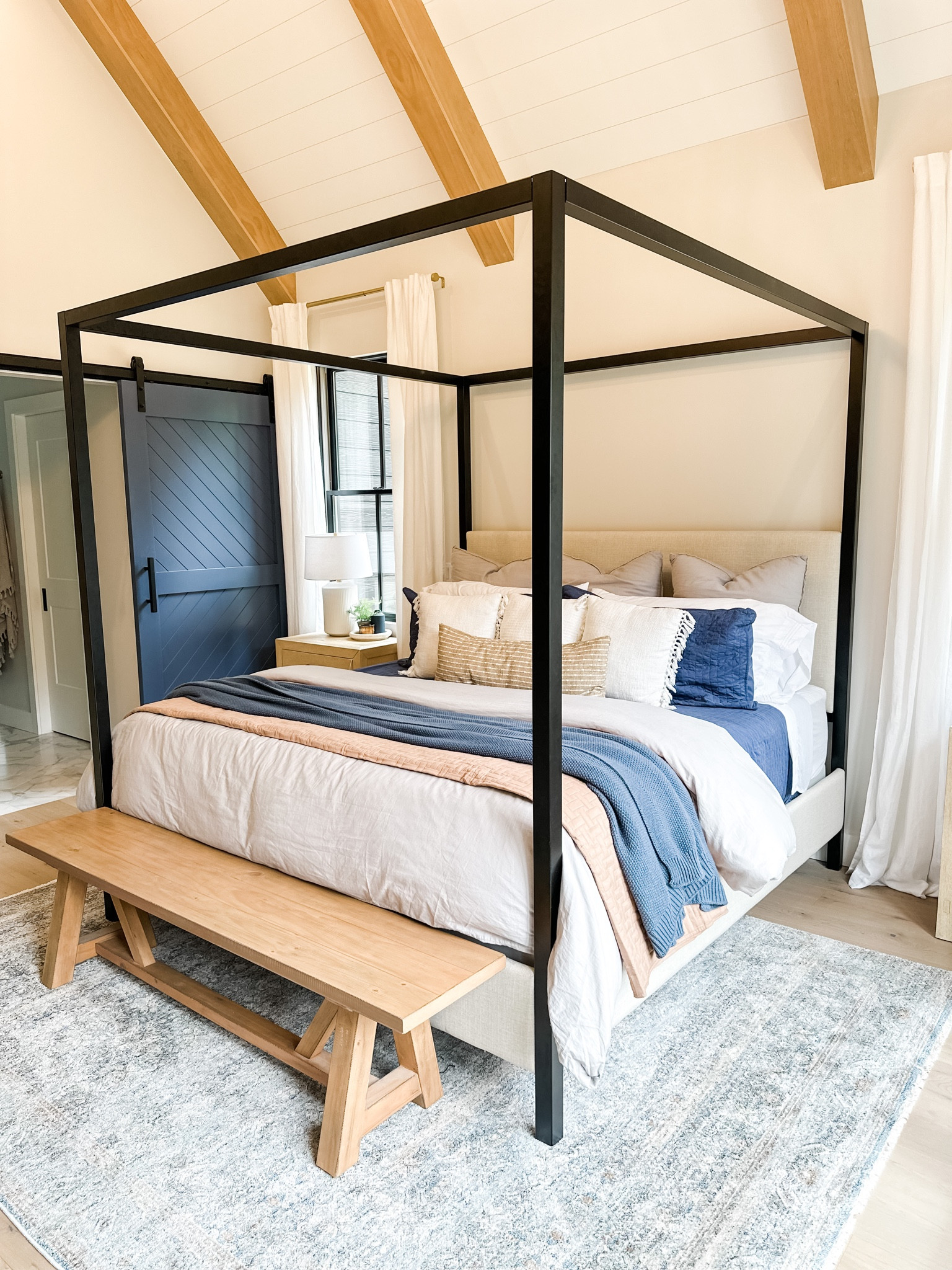Master bedroom refresh. Shades of gray, indigo, and toffee.  Layered bedding and earth tones. 

#LTKhome