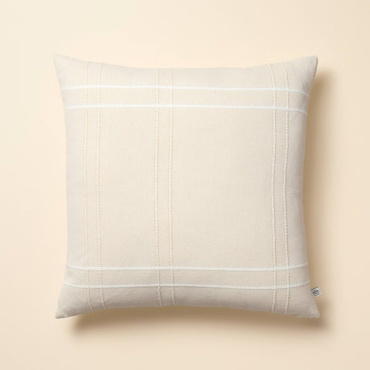 18"x18" Cross Stripe Square Throw Pillow Washed Tan - Hearth & Hand™ with Magnolia | Target
