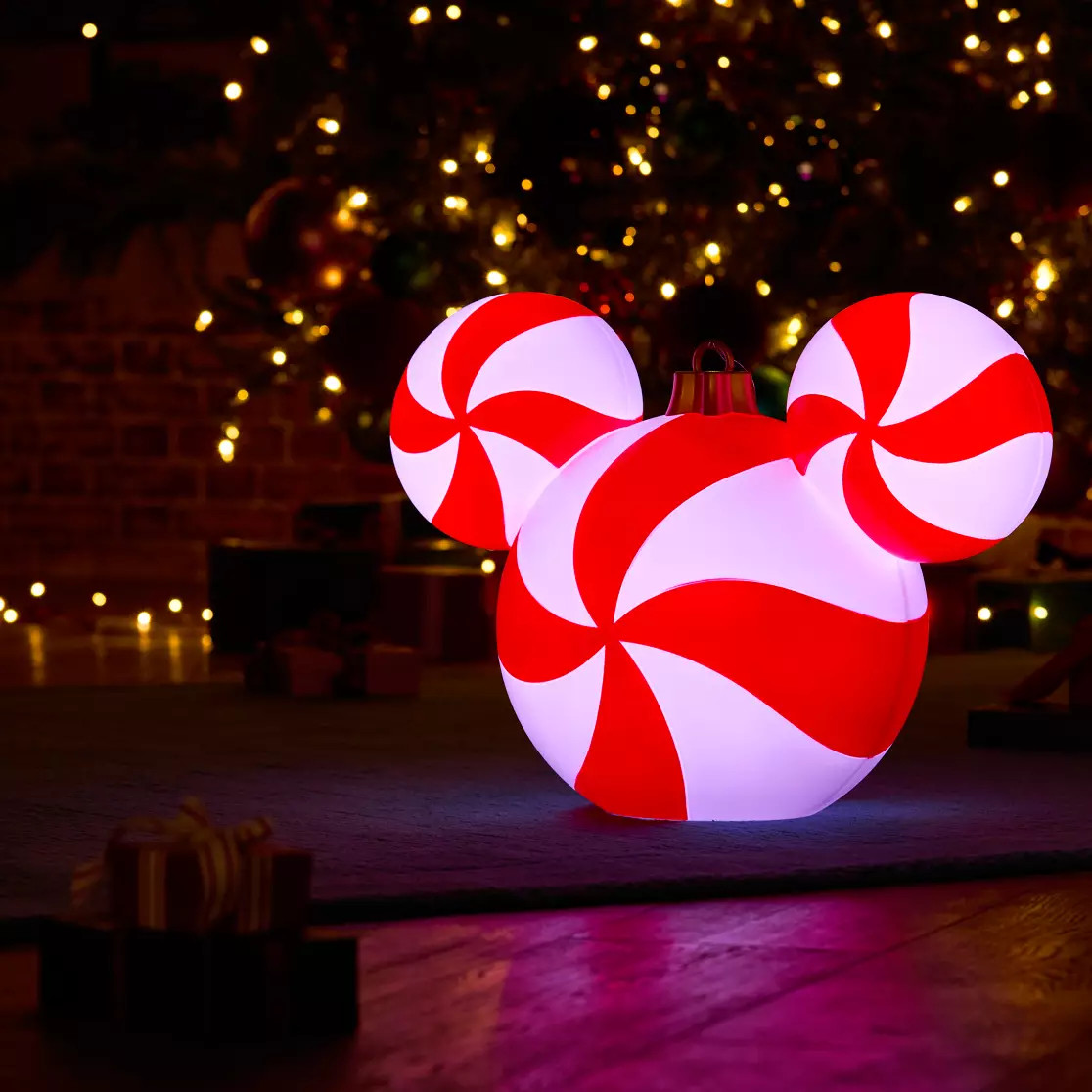 Mickey Mouse Icon Peppermint Swirl Light-Up Ornament – Large 22'' | Disney Store