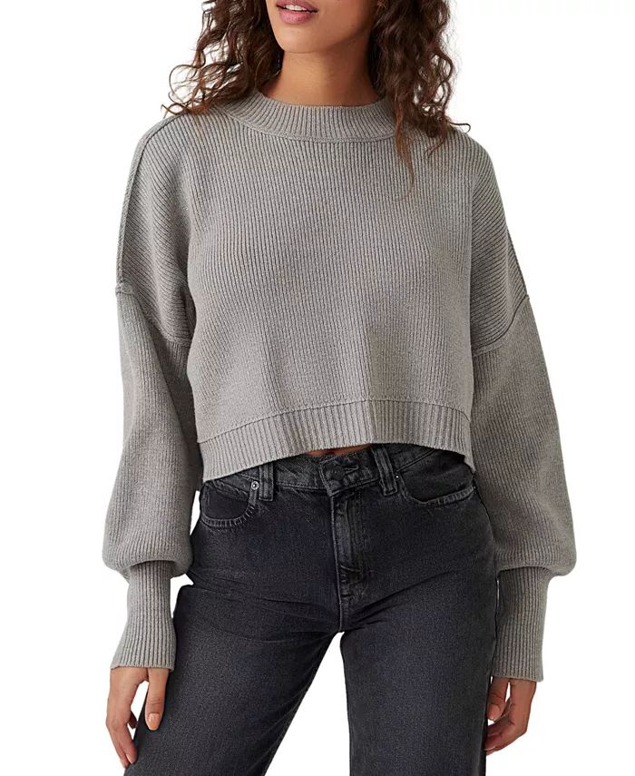 Free People Women's Easy Street Ribbed Cropped Pullover Sweater - Macy's | Macy's