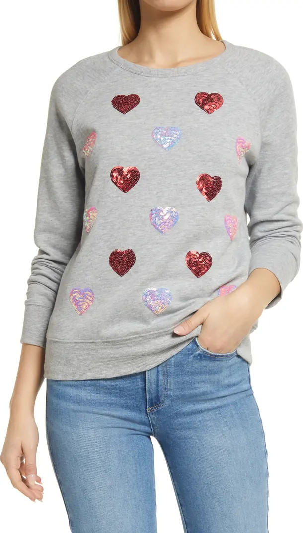 Caslon® Sequin Heart Sweatshirt | Nordstrom | Nordstrom