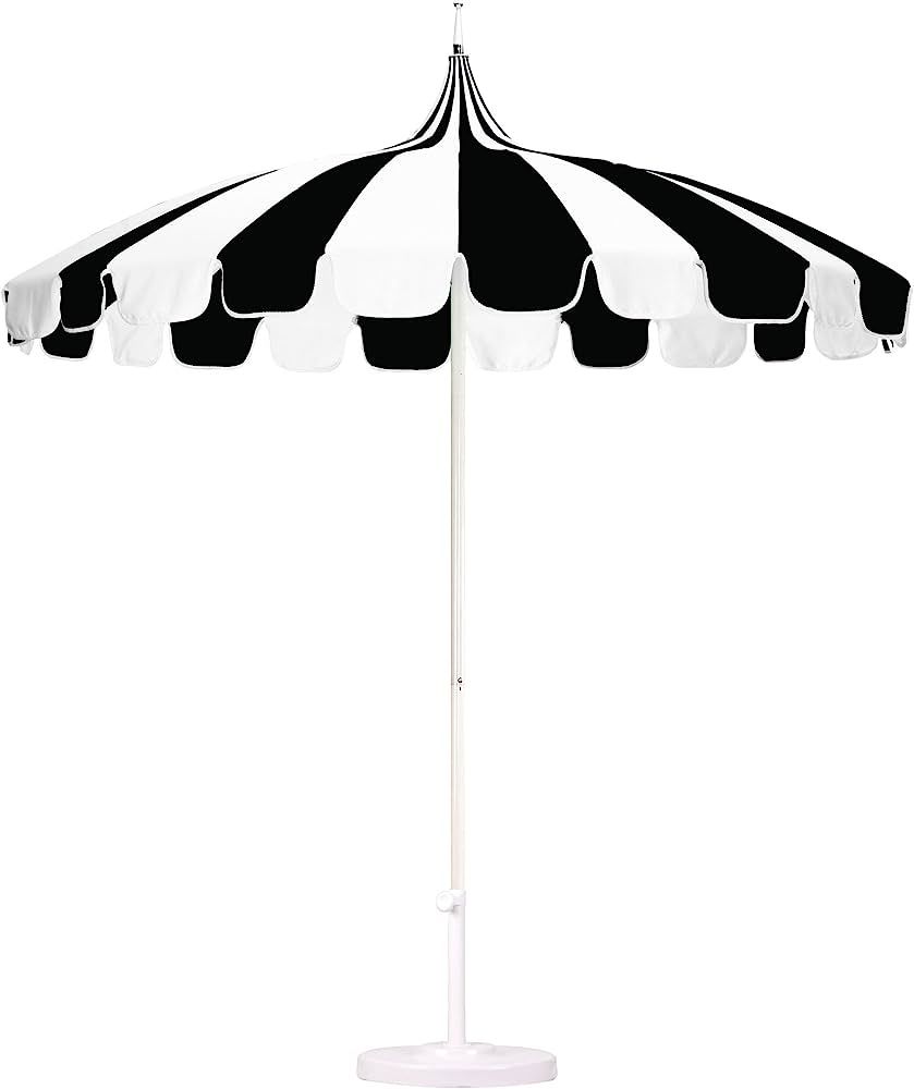 California Umbrella 8.5' Rd. Pagoda Market Umbrella, Silver Pole, 100% Acrylic Black and White Pa... | Amazon (US)