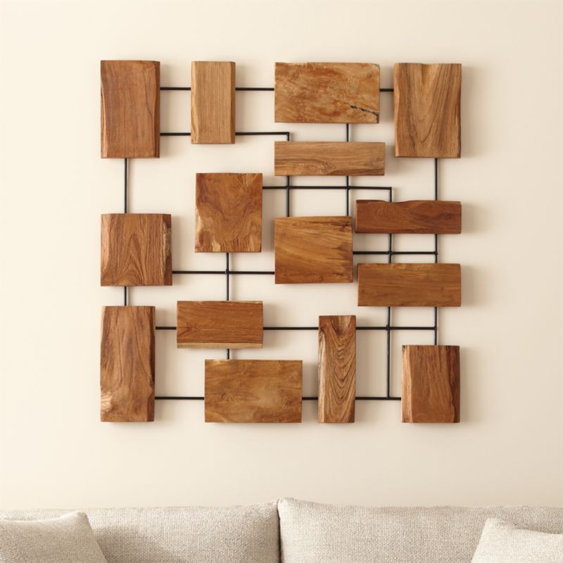 'Marcel' Teak Wood Wall Art 38.75"x1.75" + Reviews | Crate & Barrel | Crate & Barrel