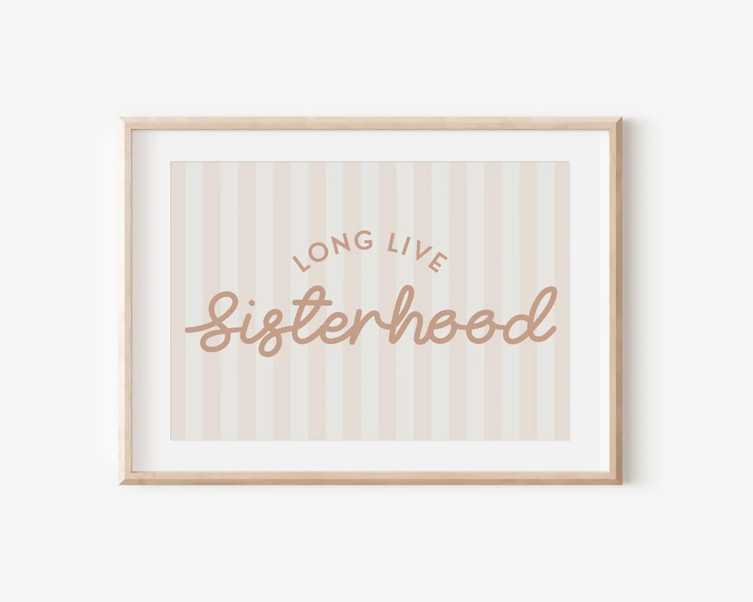 Blush Long Live Sisterhood Stripe Downloadable Print, Girl Nursery Decor, Twins Room, Sister Room... | Etsy (US)