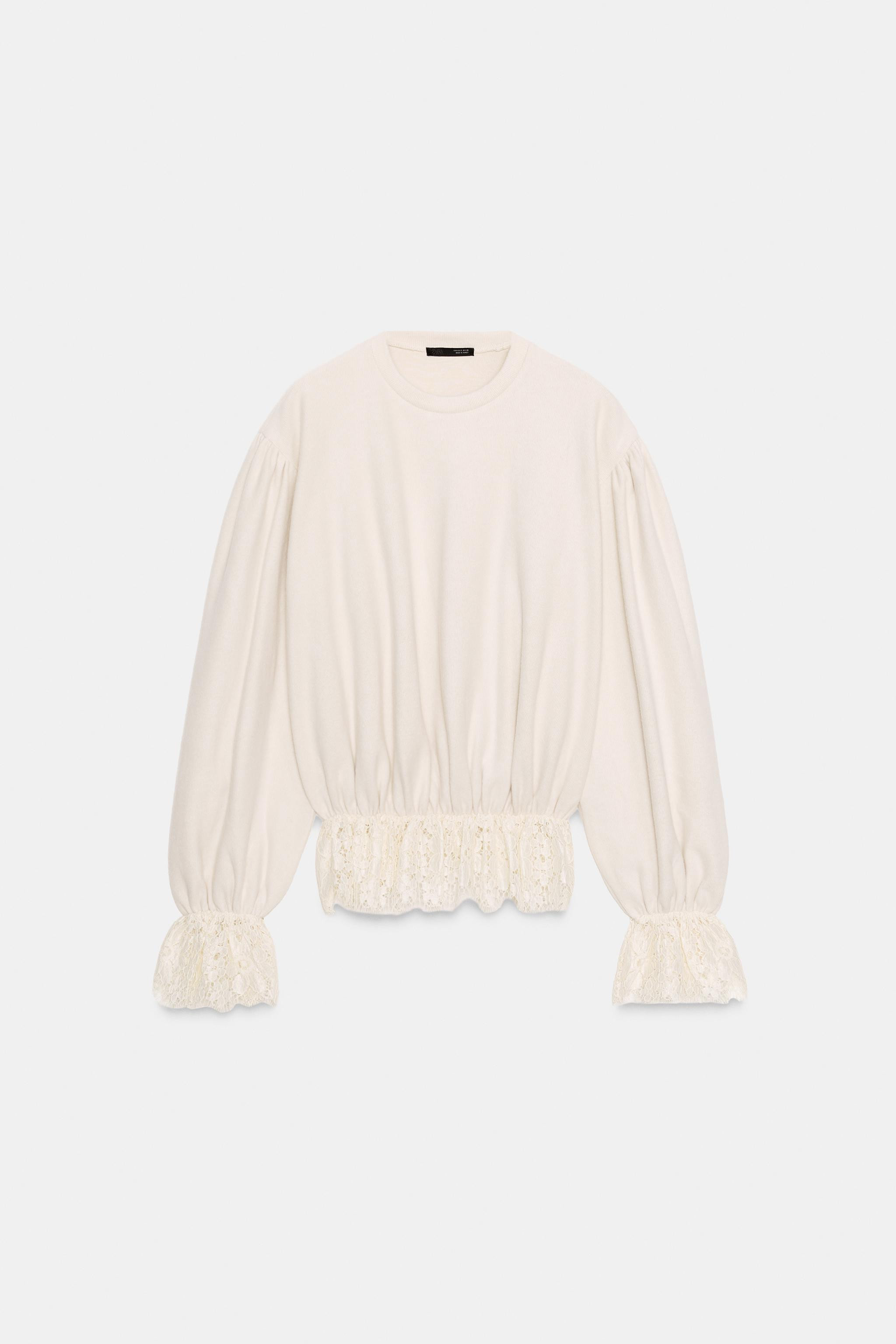 ROMANTIC LACE SWEATSHIRT | Zara UK