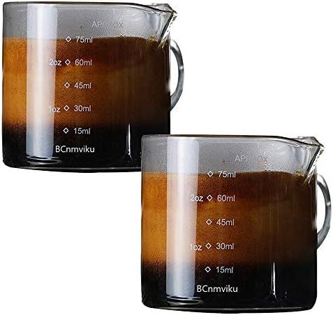 2 Pack Double Spouts Measuring Triple Pitcher Milk Cup 75ML Espresso Shot Glasses Parts Clear Gla... | Amazon (US)