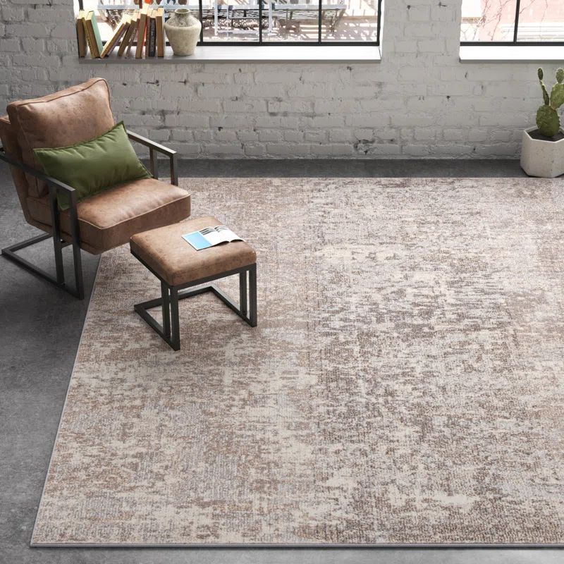 Stratton Abstract Area Rug in Light Gray/Beige | Wayfair North America