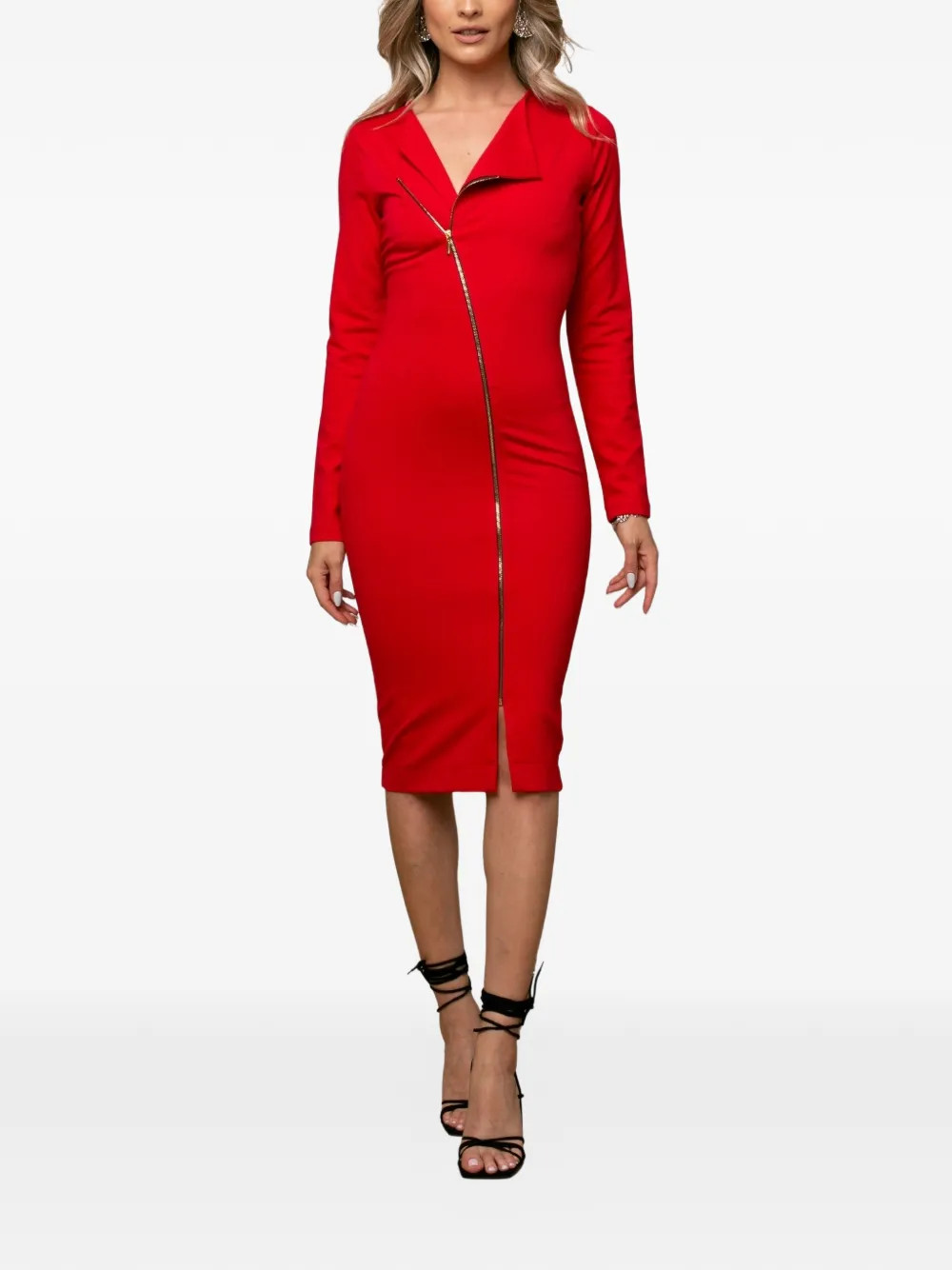 Chelsea asymmetric zip-front midi dress | Farfetch Global
