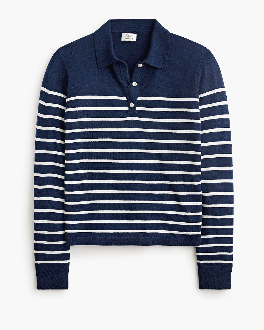 Striped merino wool-blend sweater-polo | J.Crew Factory