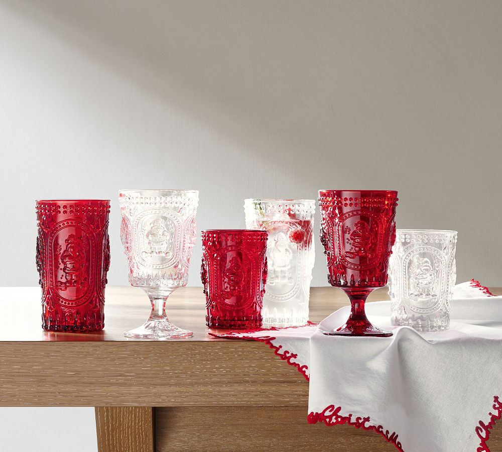 Santa Embossed Cocktail Glasses | Pottery Barn (US)