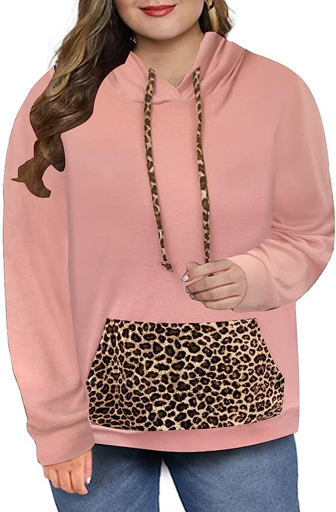 Ritera Womens Plus Size Hoodies Tops Long Sleeve Sweatshirts Drawstring Pullover Causal Hoodie XL... | Amazon (US)