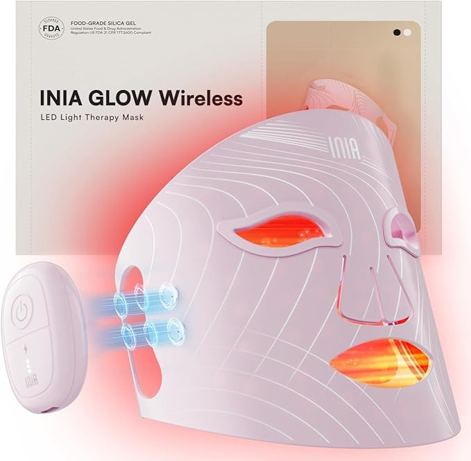 INIA Red Light Therapy Mask for Face, Glow Wireless LED Face Mask Light Therapy with Near-Infrare... | Amazon (US)