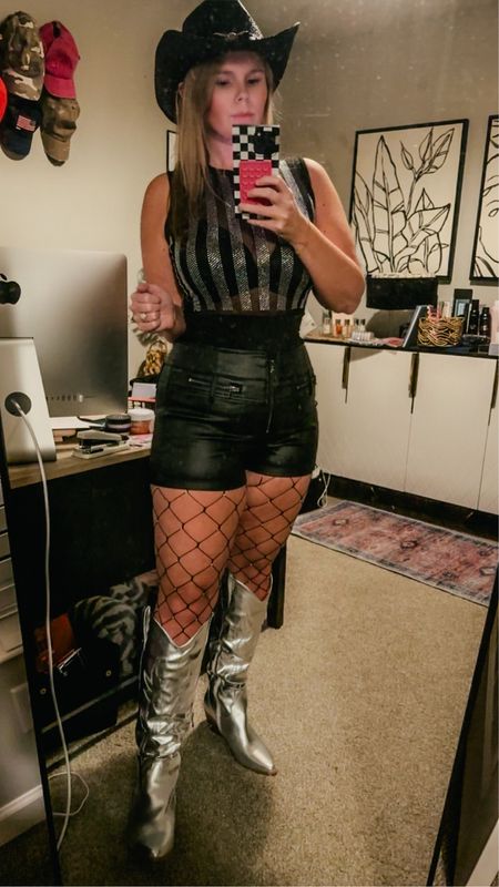 Country Concert Outfit Idea, all black! Amazon country concert outfit fashion. 

Silver boots

#LTKstyletip #LTKunder50 #LTKFind
