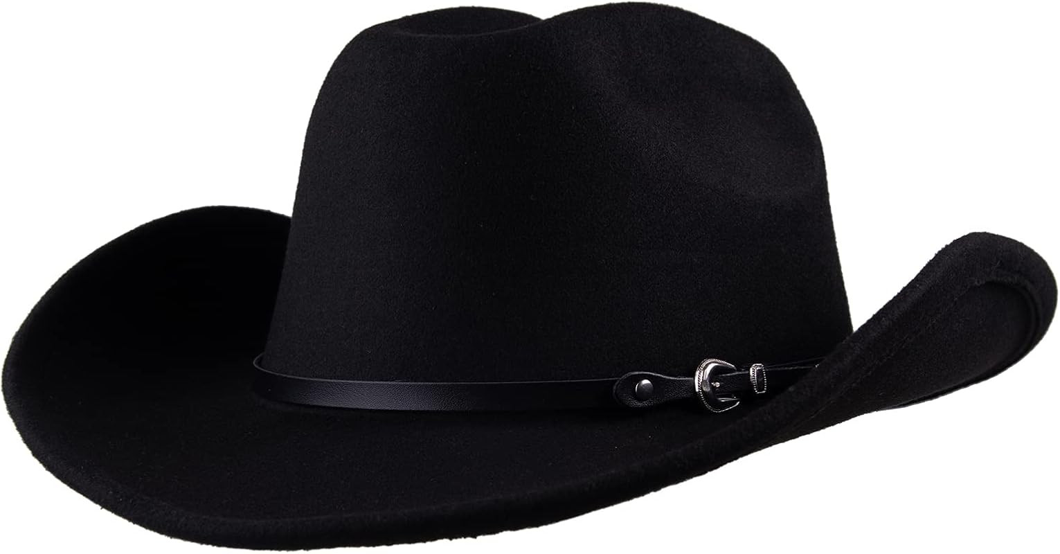 UwantC Faux Felt Cowboy Hats for Men Women Western Cowgirl Hat with Buckle | Amazon (US)