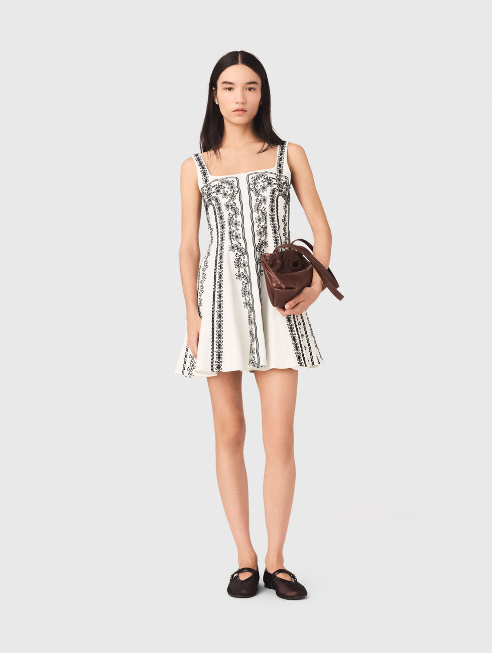 Mini embroidered strap dress Bicolor for Women | Maje | Maje US