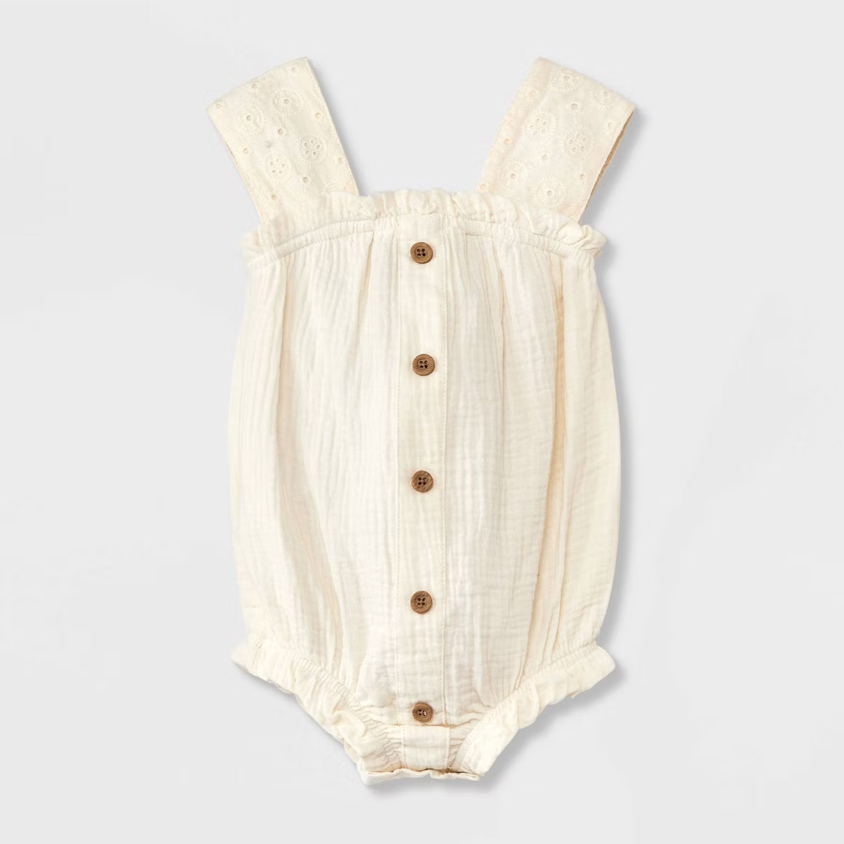 Grayson Mini Baby Girls' Solid Romper - Off-White 12M | Target