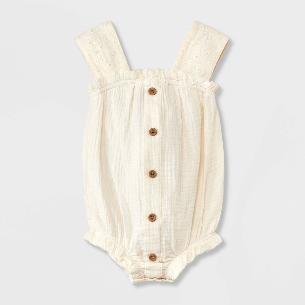Grayson Mini Baby Girls' Solid Romper - Off-White | Target