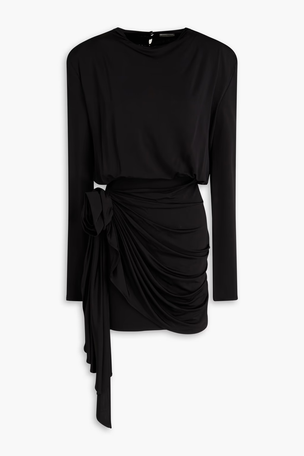 Draped floral-appliquéd stretch-jersey mini dress | The Outnet (UK and Europe)
