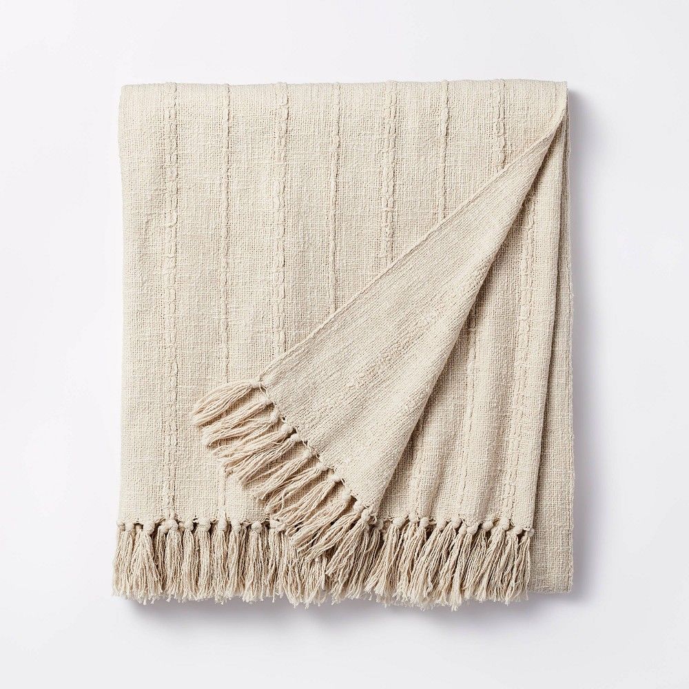 60""X86"" Oversized 100% Cotton Bed Throw Beige - Threshold™ designed with Studio McGee | Target