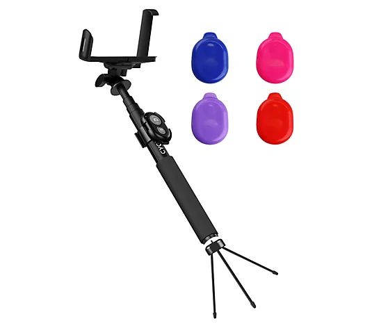 Cygnett Go-Stick Tripod with 4 Remote Jellie Covers - QVC.com | QVC