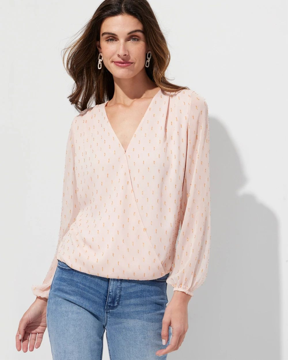 Outlet WHBM Long Sleeve Clip Surplice Blouse | White House Black Market