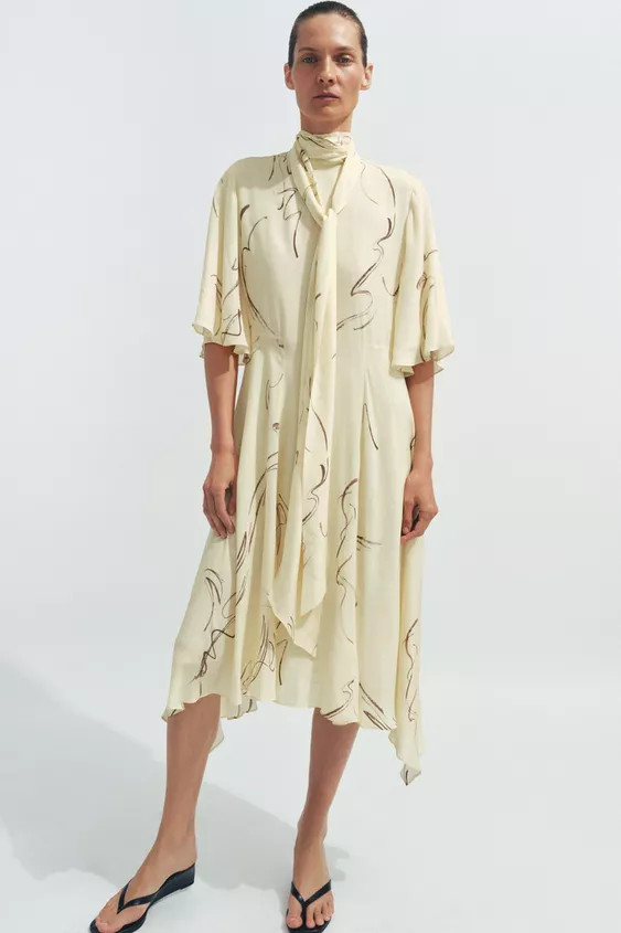 ZW COLLECTION PRINTED DRESS WITH TIES | Zara UK