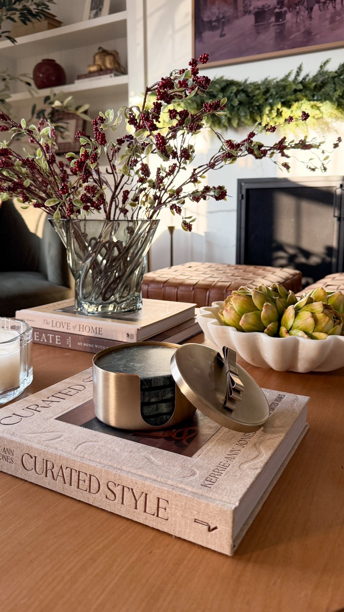 Loving this little holiday moment on the coffee table ❤️
The stems, the brass accents, the books, the bowl… all the cozy layers that make the space feel finished. 


#LTKHome #LTKHoliday #LTKSaleAlert